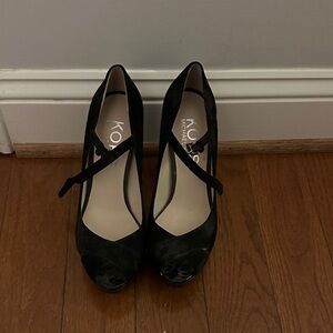 KORS Michael Kors Black Peep-Toe Heels
